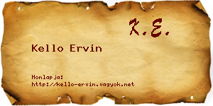 Kello Ervin névjegykártya